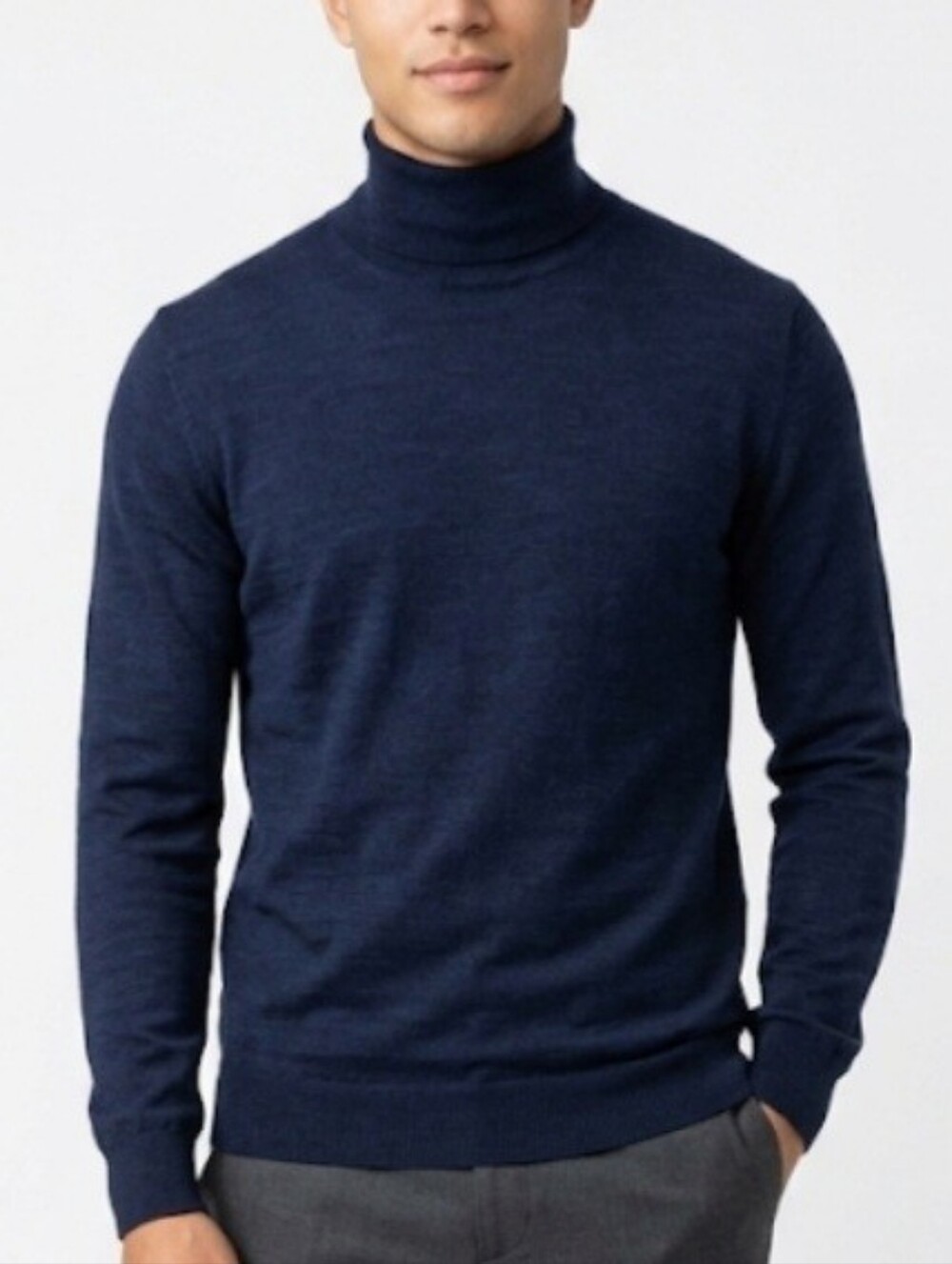 J. Crew Men's Navy Turtleneck 100% Merino Wool Size Large